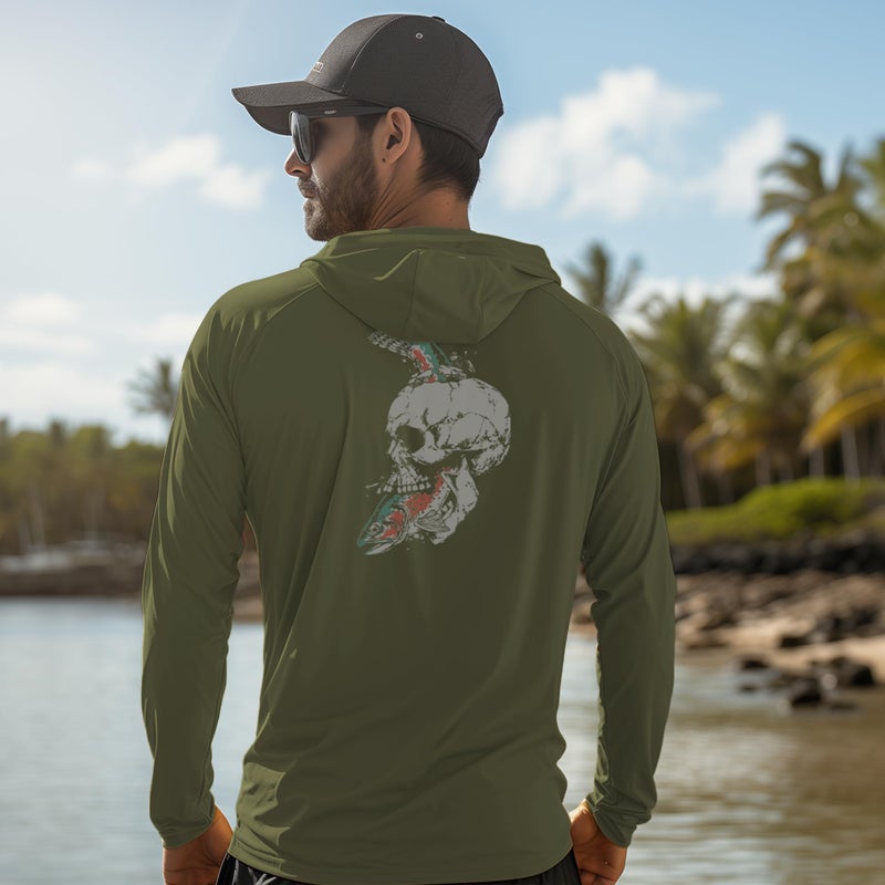 Palmyth Fishing Hoodie for Men Long Sleeve Sun Protection UV UPF 50+ Shirts(Military/Trout Crushing - Image 5
